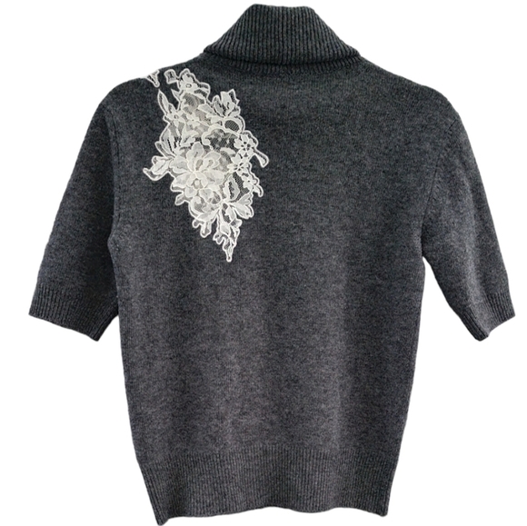 N. 21 Floral Lace Short Sleeve Turtleneck Sweater - Picture 4 of 5